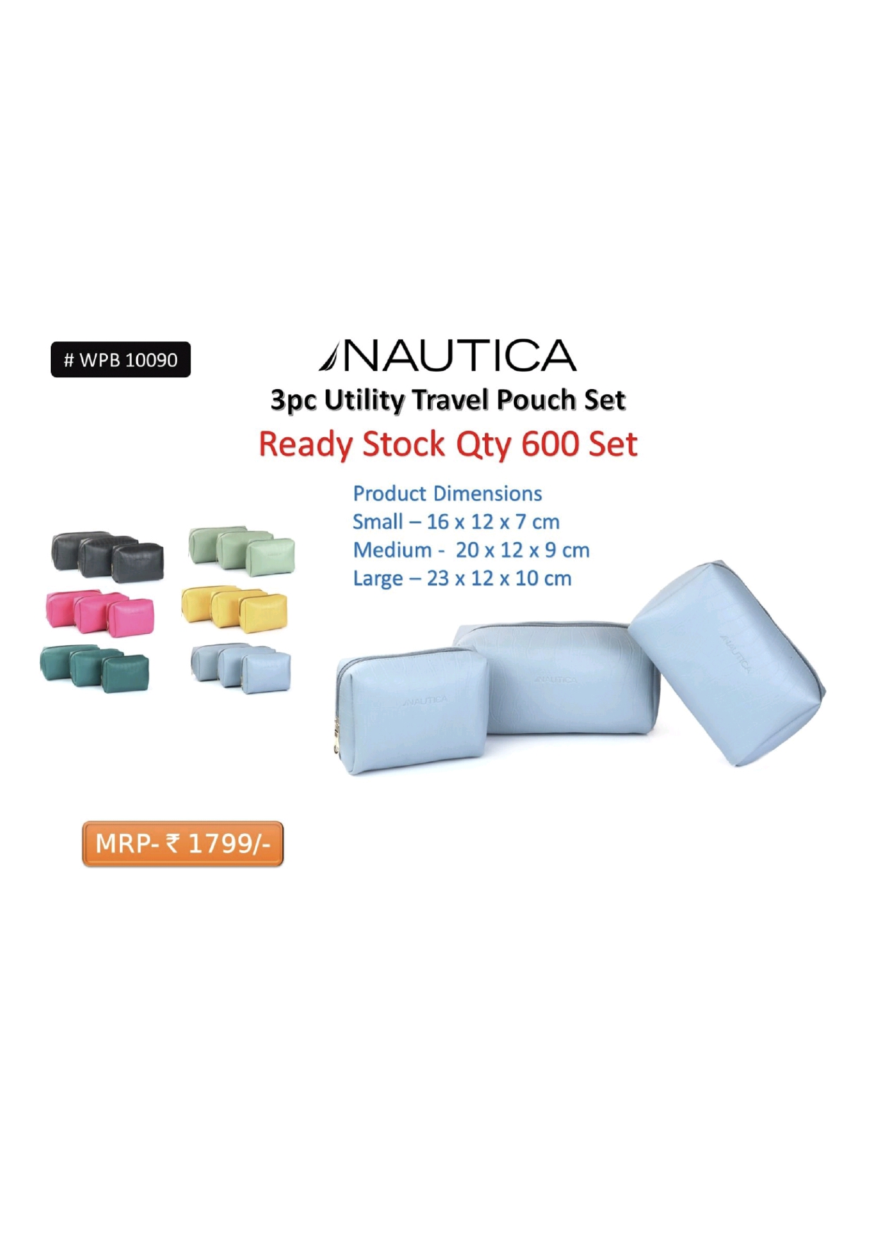 nautica 3pc utility travel pouch set